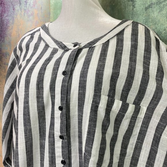 📌 Lucky Brand Cotton Block Striped Long Blouse - Picture 3 of 16